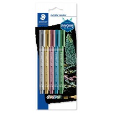 BLÍSTER CON 5 MARCADORES METÁLICOS EN COLORES ORO, PLATA, ROJO, AZUL Y VERDE STAEDTLER 8323-S BK5 (Espera 4 dias) en Huesoi